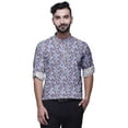 thumbnail image 4 of BESTMAN Chemises à Manches Retroussables Imprimées pour Hommes Kurta Courte Chemise à Col Mandarin, 4 of 6