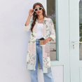 thumbnail image 4 of Zipper Robes for Women Lightweight 3/4 Length Sleeve Summer Bathrobes for Women Zipper Front Knee Length Vintage Floral Print Fashion Bathrobe Nightgown with Pockets Sky Blue M, 4 of 7