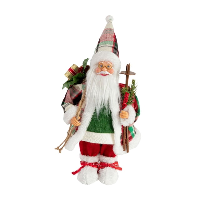 Colección de adornos de figuras de Papá Noel navideño Figura de Papá Noel de pie para Sujeta el trineo
