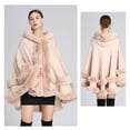 thumbnail image 4 of Poncho Cape à Capuche pour Femmes, Fausse Fourrure, Cardigan Sans Manches, Mode, 4 of 6