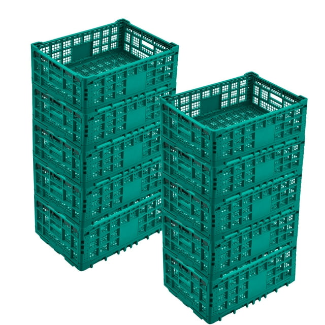 BeesClover Caisse de Rangement Robuste avec Parois Renforcées, Caisse de Rangement en Plastique Pliable au Design Empilable, Caisse à Lait Polyvalente pour Garage, Cuisine, Bureau