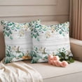 thumbnail image 2 of Green Pumpkin Outdoor Waterproof Pillow Covers, Thanksgiving Eucalyptus Leaves Wood Grain Decorative Square Throw Pillowcase Sofa Cushion Sham for Patio/Couch/Chair, 24"x24" 2 Pack, 2 of 8