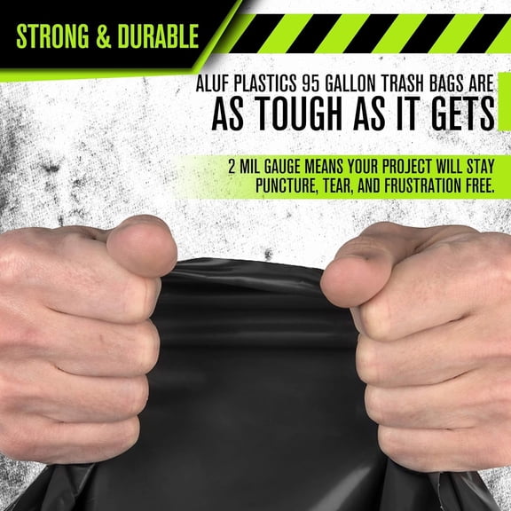 Heavy Duty 95-96 Gallon Trash Can Liners - 50 Pack Black  Plastic Bags for Commercial Industrial Use