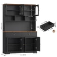 thumbnail image 7 of Hiphuta 71" Tall Pantry Cabinet with Arched Glass Doors, 47" Wide Kitchen Storage Cabinet with Microwave Stand & Charging Station, Hutch Cupboard for Kitchen Dining Room, Black, 7 of 7