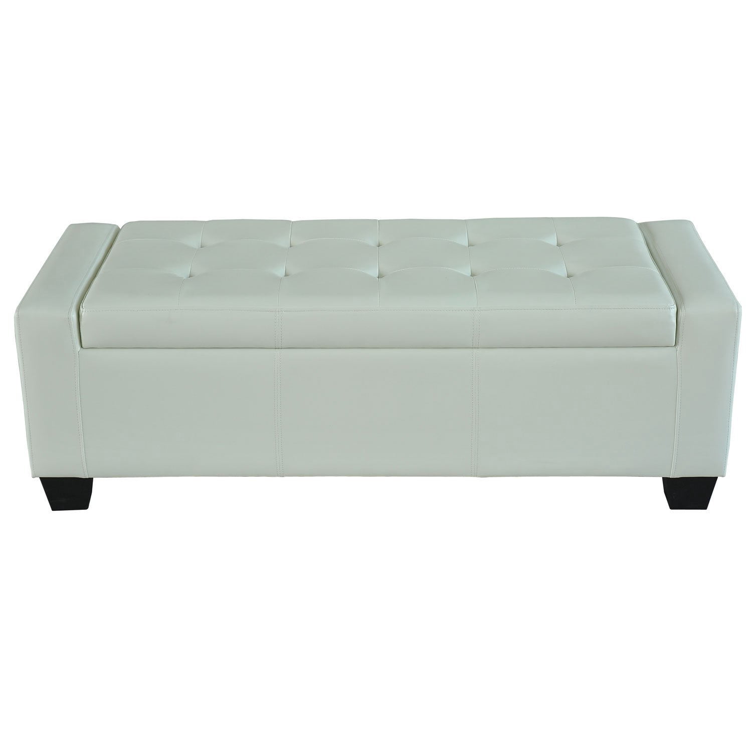 HomCom 51" Faux Leather Unique Tufted Storage Bench Ottoman - Cream White