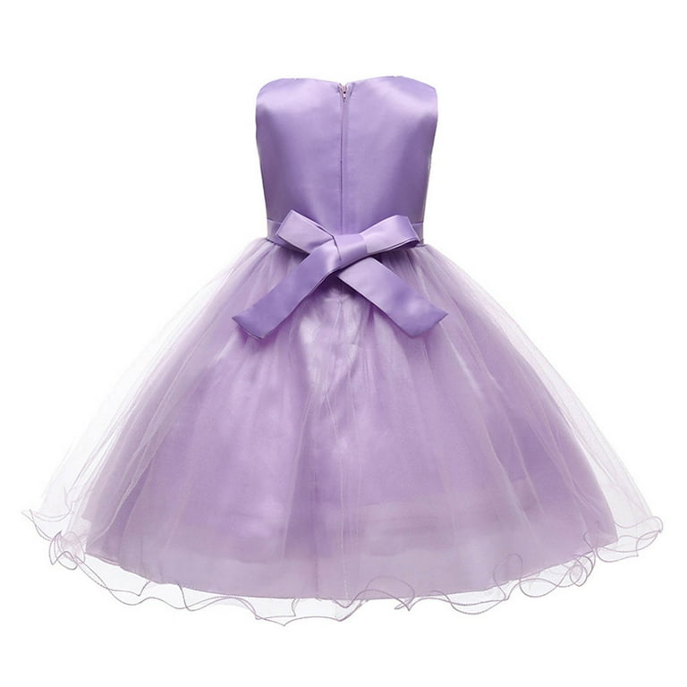open lace back dress Girls Purple Dress
