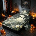 thumbnail image 2 of Homewish Halloween Ghost Twin Sheets, Daisy Flower Bedding, Dark Sage Off White, 3 Pieces (1 Flat Sheet, 1 Fitted Sheet and 1 Pillowcase), 2 of 6