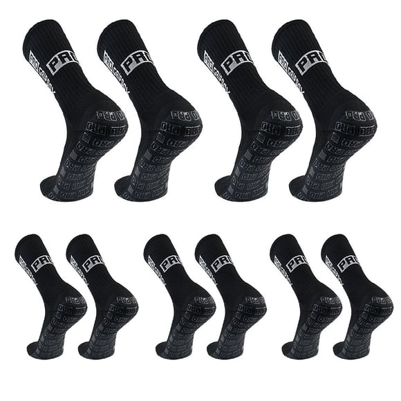 PRO GRIPSOX (5 Pairs) High-Performance Football Socks - Black - Featuring Non-Slip Grip and Moisture-Wicking Technology for Enhanced Comfort and Stability During Play