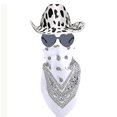 thumbnail image 4 of Conjunto de 3 piezas de sombrero de vaquero con estampado de leche + bufanda cuadrada estampada en blanco y negro + gafas de corazón de melocotón, conjunto de sombrero de vaquero reversible Dickie, 4 of 4