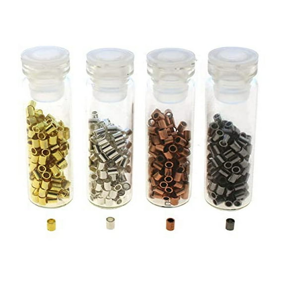 The Beadsmith Tube Crimp Beads, 2mm, Assorted Colors, 600 Pieces, Uniform Cylindrical Shape, No Sharp Edges, Designed to Secure The Ends of Jewelry Stringing Wires and Cables