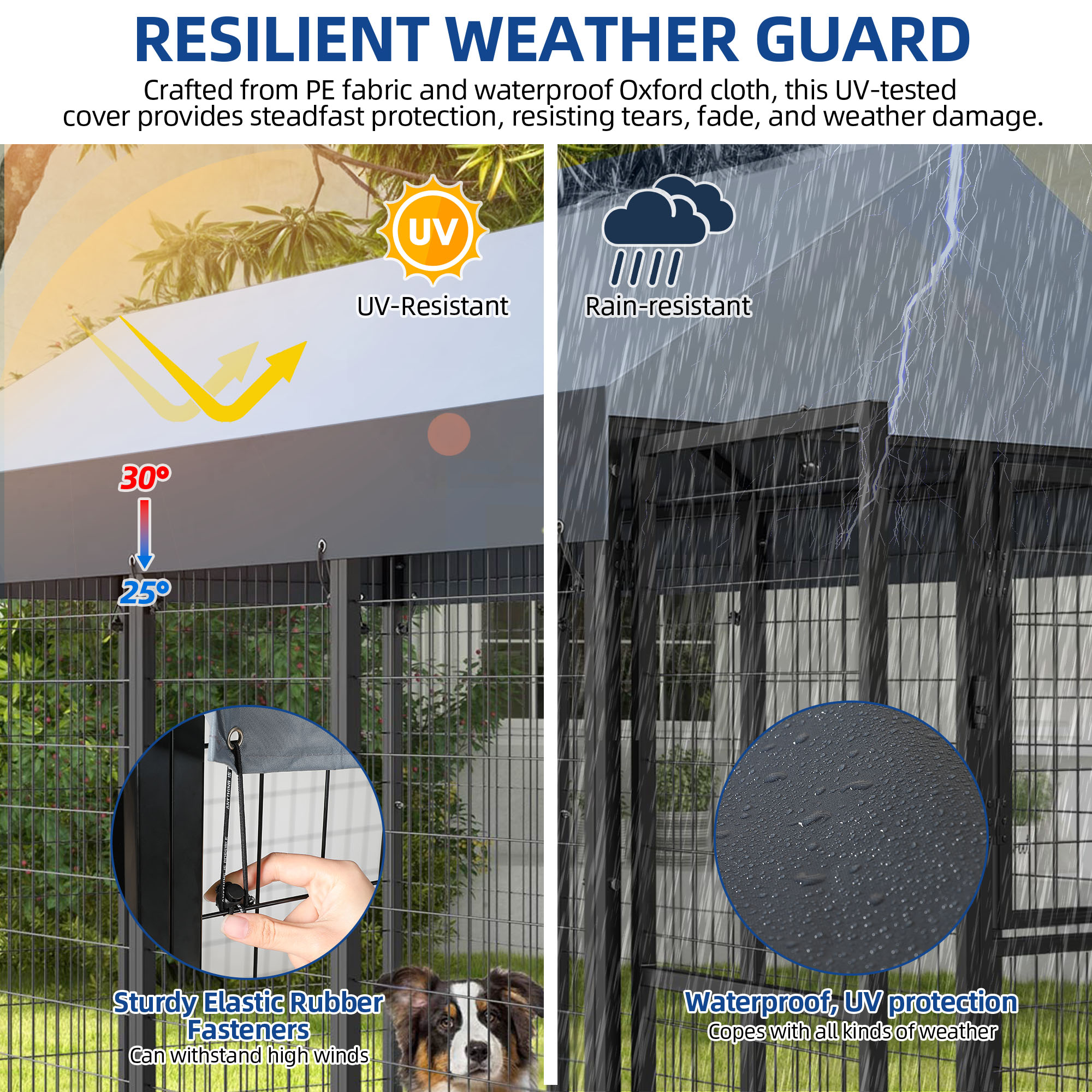Dextrus 8x4x6ft Large Outdoor Dog Run Kennel, Heavy Duty Dog Pets Cage Galvanized Steel Dog Fence Dog Enclosure Playpen with Waterproof Cover and Secure Lock