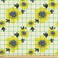 thumbnail image 2 of Botanical Fabric by the Yard, Sketchy and Abstract Camellia Flowers in Doodle Style Dots Shapes, Decorative Upholstery Fabric for Sofas and Home Accents, Yellow and Charcoal Grey by Ambesonne, 2 of 5