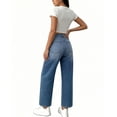 thumbnail image 5 of Zulora Women's High Waist Wide Leg Jeans Cuffed Hem Denim Pants Vintage Casual Straight Trousers for Spring Summer, 5 of 7