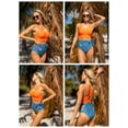 thumbnail image 3 of SHEWIN Bathing Suits for Women 2 Piece Bikini Set High Waisted Swimsuits Racerback Tops with Bikinis Bottom Orange US 12-14, 3 of 10
