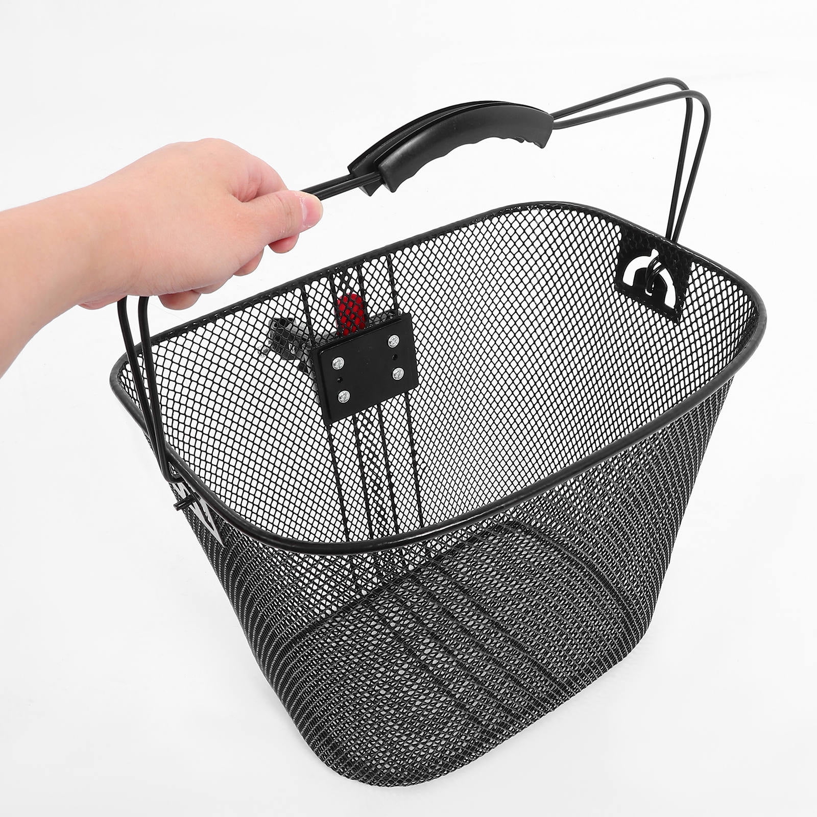 PBPBOX Black Metal Bicycle Basket Front Handlebar Detachable Bike Basket for Outdoor Use and Decoration