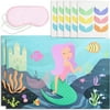 2 Pack Mermaid Family Party Games for Kids, Pin the Tail, 2 Posters, Stickers, Mask