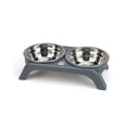 thumbnail image 2 of Cuenco doble elevado de acero inoxidable para mascotas con base segura, gran capacidad para gatos y perros, apto para lavavajillas, opciones en negro y gris., 2 of 6