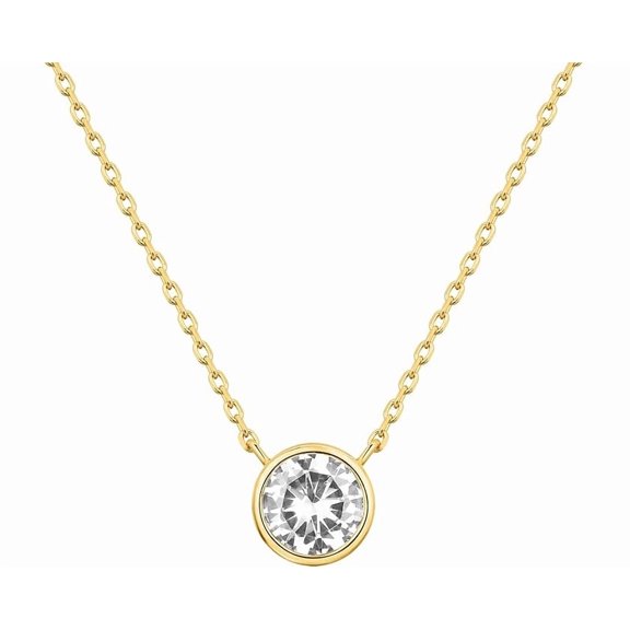 2Ct Round Cut Lab Created Diamond Women's Elegant Bezel Solitaire Chain Pendant 14k Yellow Gold Plated