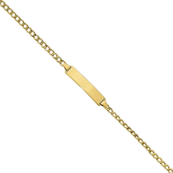 Primal Gold 10 Karat Yellow Gold Semi-solid Curb Link ID Bracelet