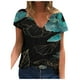 thumbnail image 1 of Moda Mujer Cuello en V Manga corta Impresión Jersey Blusas sueltas Tops Camiseta OAVQHLG3B Store lin121212, 1 of 4