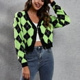 thumbnail image 6 of Aboser Womens Y2k Cropped Cardigan Sweaters Preppy Fashion Argyle Plaid Sweater Coat Lightweight Cotton Knit Cardigan Button Up Long Sleeve Crop Tops, 6 of 9