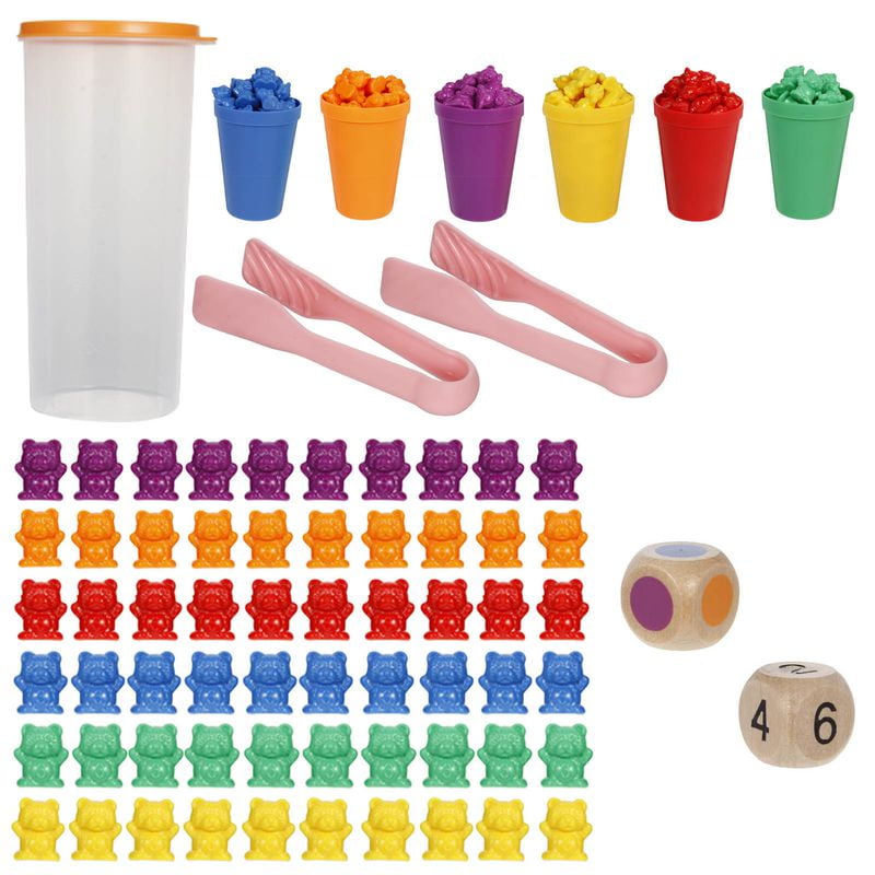 46Pcs Kids Rainbow Sorting Cards Bears Muffin Cups Counting Matching Game Toys 