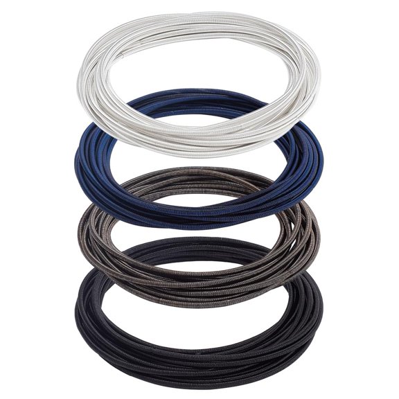 48pcs 4 colors Spring Bracelets set Minimalist Steel French Wire/Gimp Wire Stretch Bracelets for Stackable Wearing Mixed color 7-3/8~8-1/8 inch(18.7~20.5cm) 12 pcs/color Steel