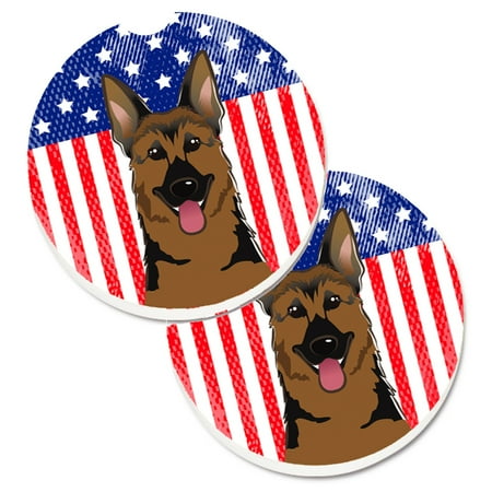 

Carolines Treasures BB2141CARC American Flag and German Shepherd Set of 2 Cup Holder Car Coasters Large multicolor