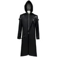 thumbnail image 6 of QHFBli Windproof Mens Trench Coat Mens Gothic Halloween Hooded Trench Coat with Rope Design Zip Up Black L, 6 of 6