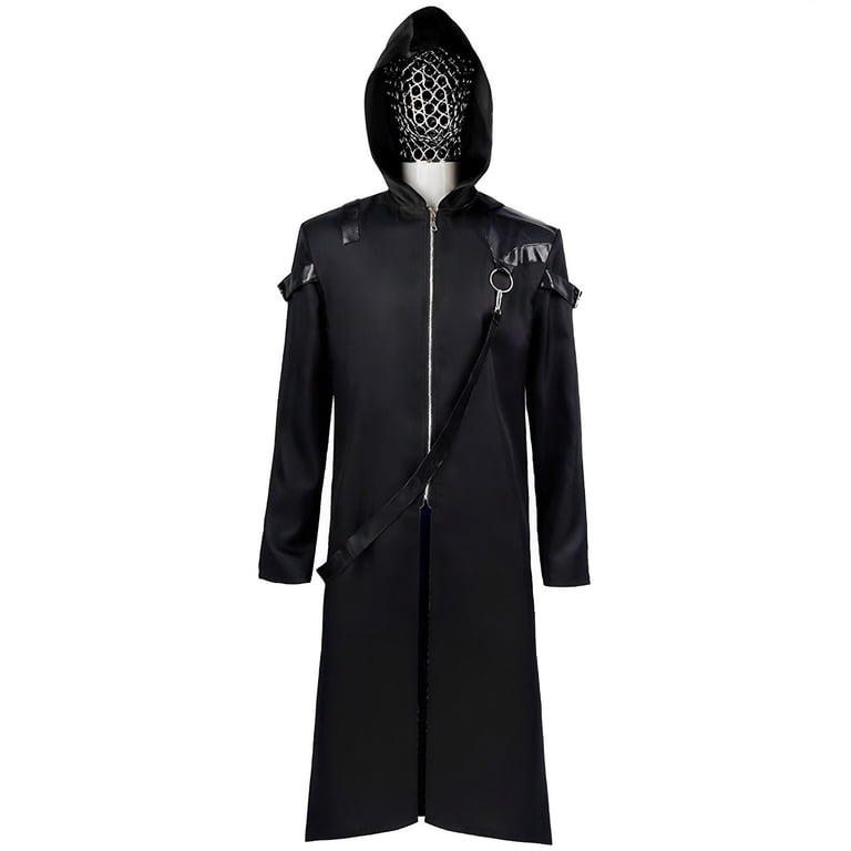QHFBli Mens Trench Coat Mens Gothic Halloween Hooded Trench Coat