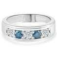thumbnail image 4 of Pompeii 1 Ct T.W. Blue & White Diamond Mens Wedding Ring 5-Stone Anniversary White Gold, 4 of 6