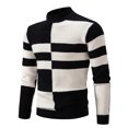 thumbnail image 1 of MIASHUI Men's Fall Winter Simple Color Block Half High Neck Base Layer Knit Sweater Long Sleeve Comfort Black,M, 1 of 3