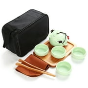 Green Tea Set Pots and Cups Serving Tray Chinese Kung Fu Teapot Porcelain Ware Ceramics