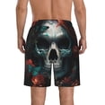 thumbnail image 3 of KLL Butterfly Flower Skull Men's Casual Summer Beach Shorts Hawaiian Shorts with Pockets-Medium, 3 of 5