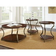 Miles Merlot Cherry Finish Wood and Metal Round End Table