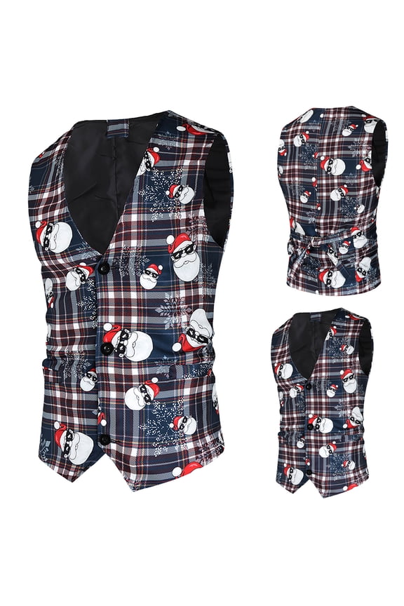 Men's V-Neck Sleeveless Graphic Prints Comfy Trend Personality Christmas Vest