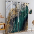 thumbnail image 3 of Emerald Green Fluid Marble Blackout Curtains, Luxurious White Gold Swirl Texture 3D Printed Drapes, Thermal Insulated Grommet Window Treatment For Living Room Bedroom 52"W x 90"L, 3 of 6