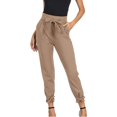 thumbnail image 4 of Pantalones de tubo de cintura alta informales lisos de primavera para mujer con cinturón elástico y nudo de lazo suelto S Yuyangstore Pantalones casuales de cintura alta, 4 of 8