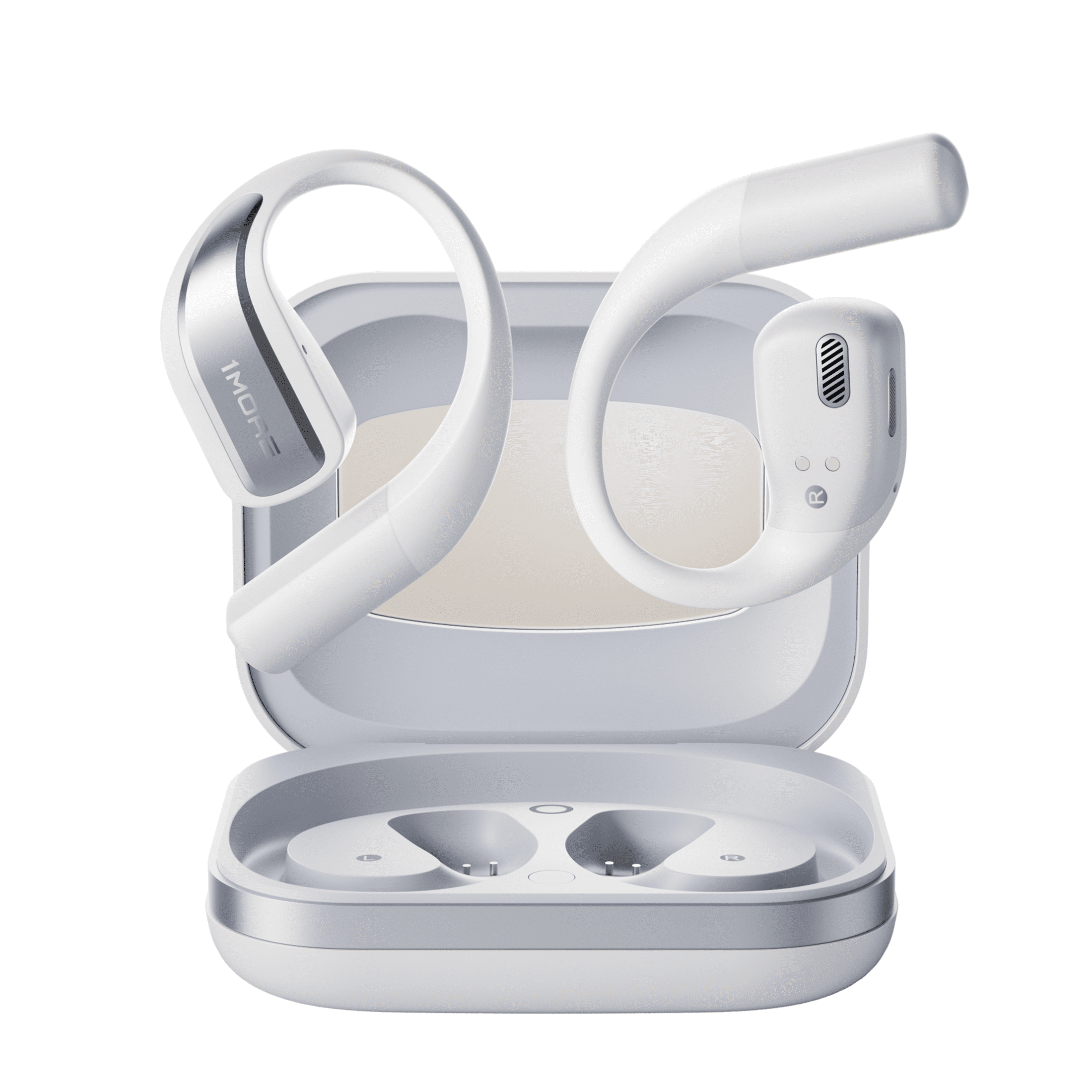 1MORE S70 Open Ear Wireless Earbuds with Charging Case, 40H Playtime, IPX5 Waterproof, White