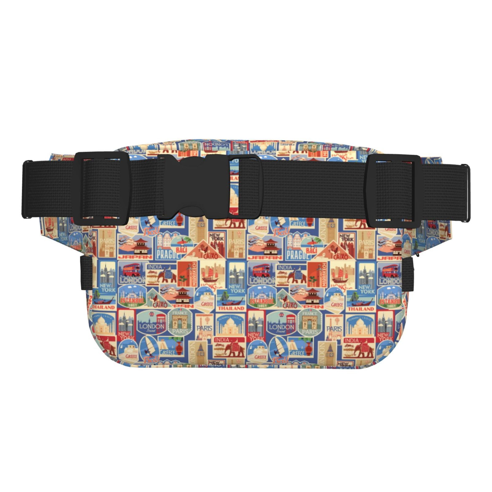 Picia Set Of Travel Vintage Print Square Double-Layer Waist Bag Mini Adjustable Waist Belt Bag Exercise Running Travel Hiking