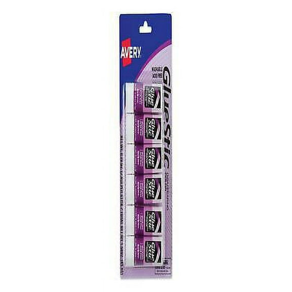 2PK Permanent Glue Stic Value Pack, 0.26 oz, Applies Purple, Dries Clear, 6/Pack