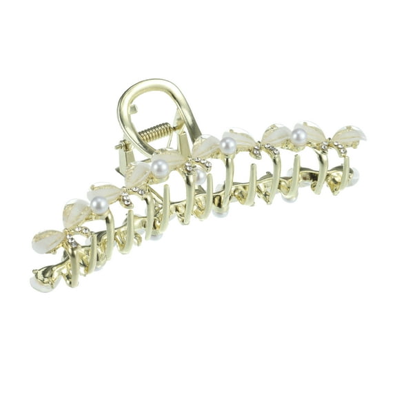 Unique Bargains Hair Clip Classic Faux Crystal Bling Bow Tie Hair Clip Elegant Cute Hair Accessories for Women Gold Tone