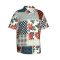 thumbnail image 3 of Xecao Patchwork In Country Style print Hawaiian shirt - a stylish short-sleeve button-down for men, perfect for casual beach and tropical outings., 3 of 9