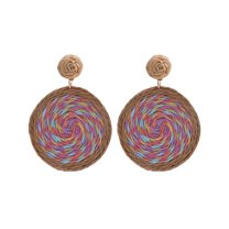 KDSJSXW Gold Studs Rattan Earrings Rattan Ball Ring Pendant Earrings Women's Handmade Earrings Braided Rattan Raffia Earrings Summer Beach Accessories Gifts Earrings Studs (Multicolor,One Size)