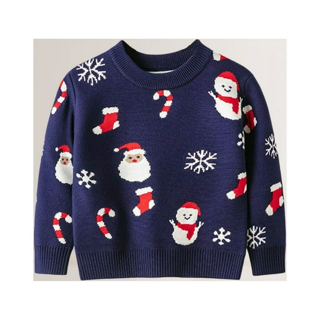 Children Cartoon Basic Jumpers Christmas Style Winter Thick Sweater Daily Outfit