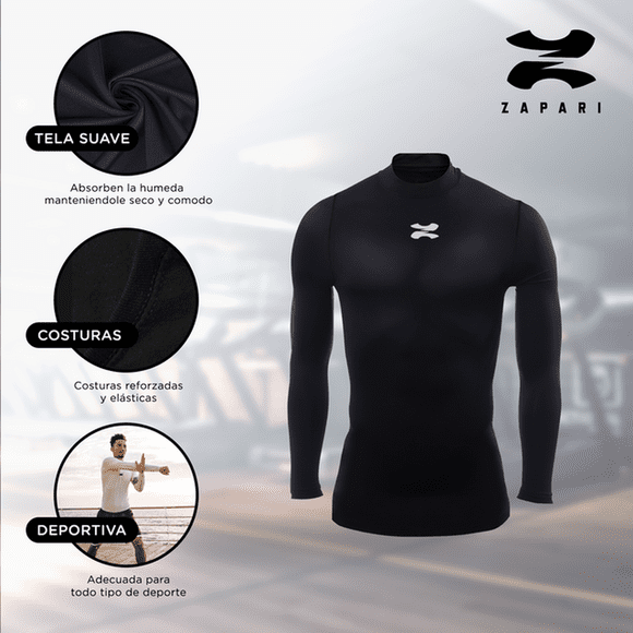 Playera Deportiva Manga Larga Unisex Licra de Compresion Comoda y Fresca verde G ZAPARI Licra Deportiva