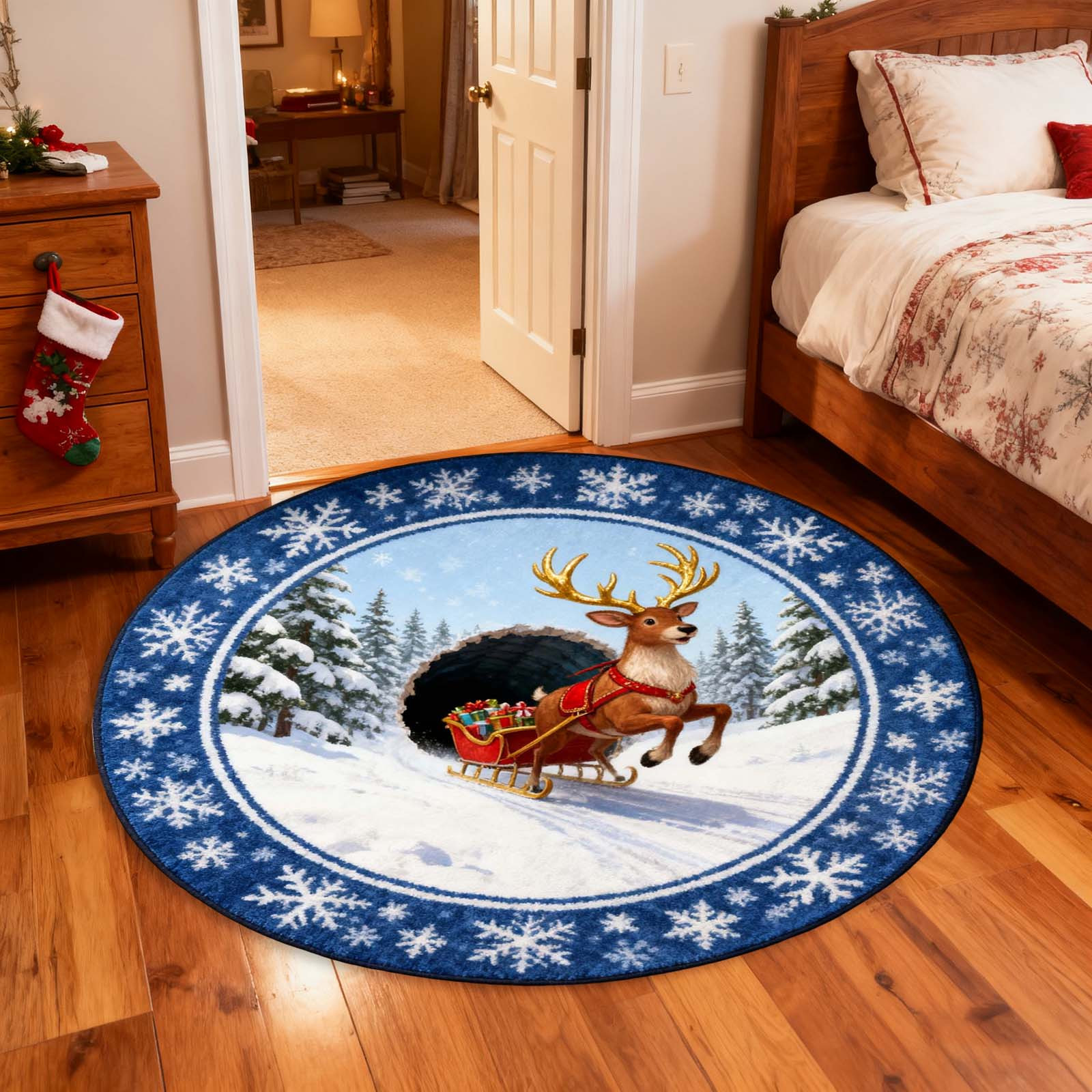 1575 Inch 3D Visual Rug Santa Design Festive Doormat for Indoor Outdoor Use for Front Door Bathroom Kitchen Holiday Season Carpet