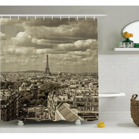 Paris Decor City Skyline Of With Eiffel And Dark Cloudy Paris Decor City Skyline Of With Eiffel And Dark Cloudy Weather Capital France Historical Retro