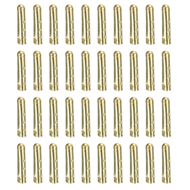 Unique Bargains Lot de 40 Embouts de Lacets en Métal 4x20mm Embout de Réparation de Lacets Ouvert Or