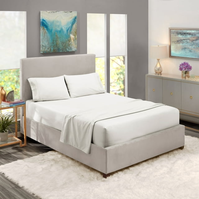 Bed Sheets Set 1800 Series Deep Pocket Soft Microfiber 4 Piece Queen Sheet Sets Gray